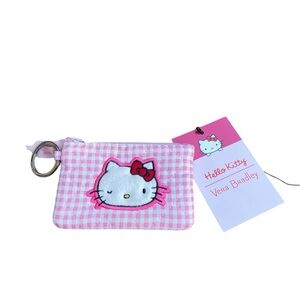NWT Vera Bradley Hello Kitty Pink Gingham Zip ID Key Case
